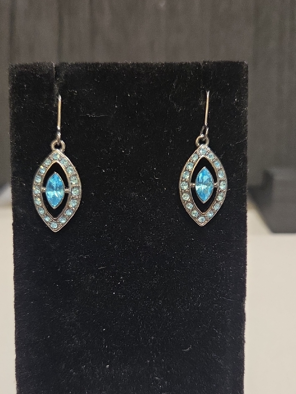 Givenchy Blue Marquise Surrounded By Blue Rhinestones Drop Earrings